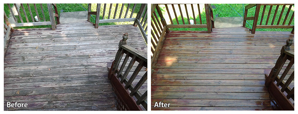 Deck Power Washing Before and After