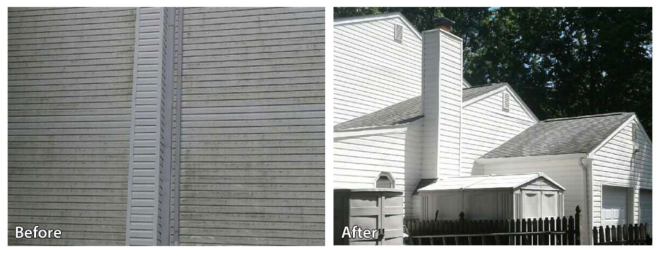 Before and after power washing siding in Yardley PA