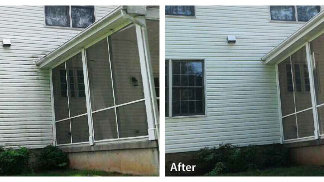 before and after pressure washing siding in Morrisville