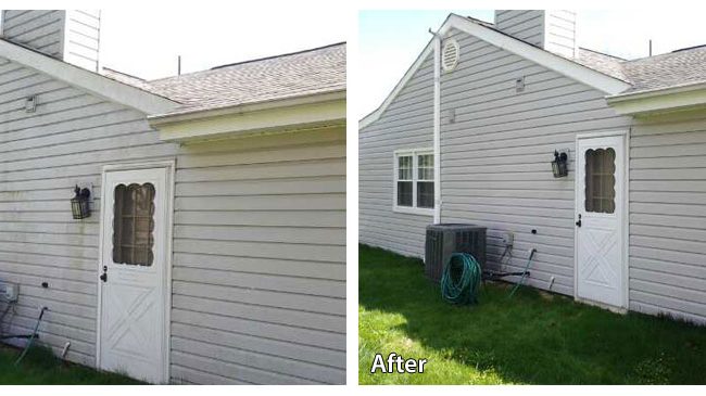 before and after pressure washing siding in newtown square