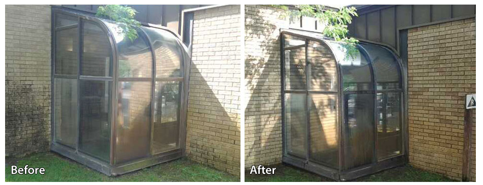 Before and After Power Washing the Gazebo