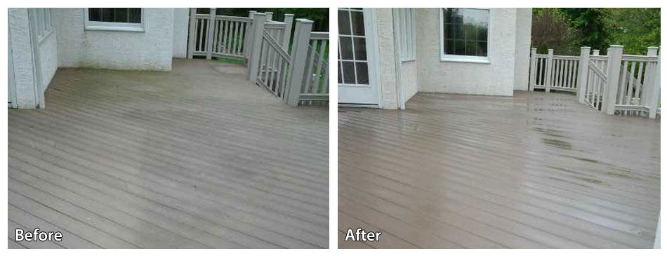 before and after pressure washing a deck in downingtown