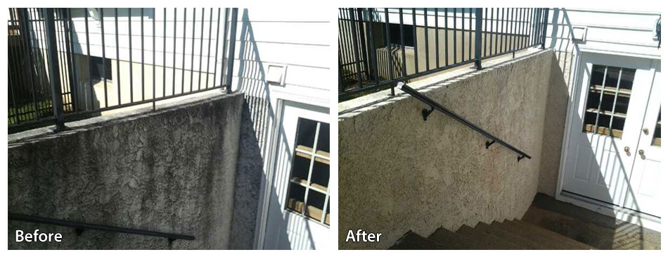 Before and After Power Washing a Stairwell in Phoenixville