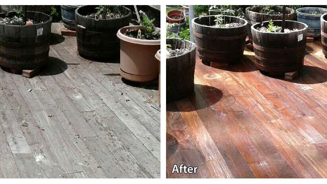 Before and After Power Washing a Deck in Paoli