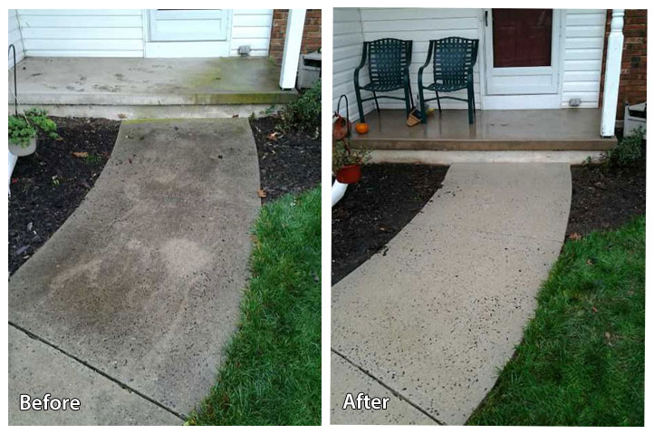 Before and After Pressure Washing a Concrete Pathway
