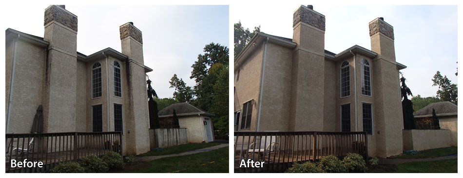 stucco before and after a pressure wash