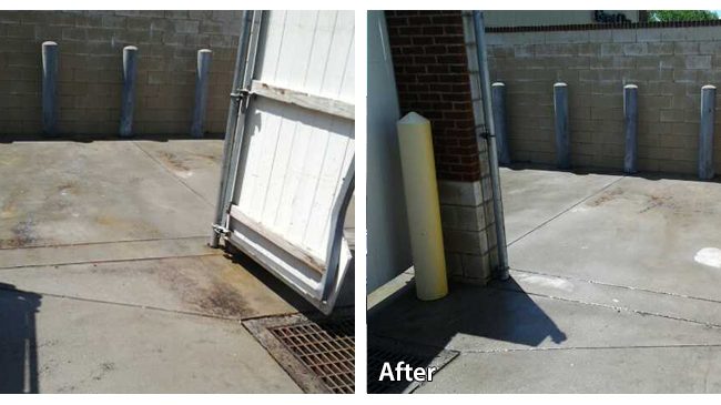 Before and After Pressure Washing Rust off of Concrete