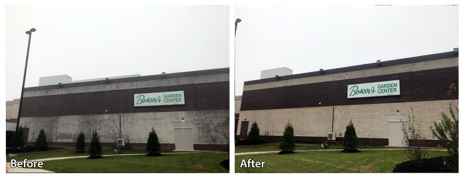Before and after pressure washing a Boscovs