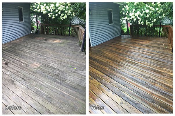Before and after cleaning deck