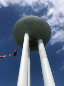 In the procress of cleaning a water tower