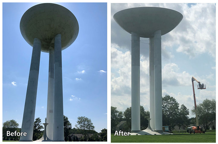 Before and After Water tower