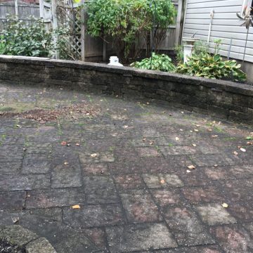 Edge of courtyard before pressure washing